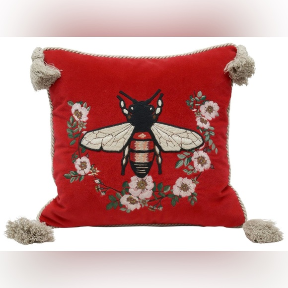 GUCCI SILK BLEND EMBROIDERED BEE THROW PILLOW - Picture 2 of 4